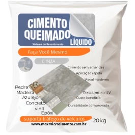 kit Piso Cimento Queimado Líquido Cinza 20kg 