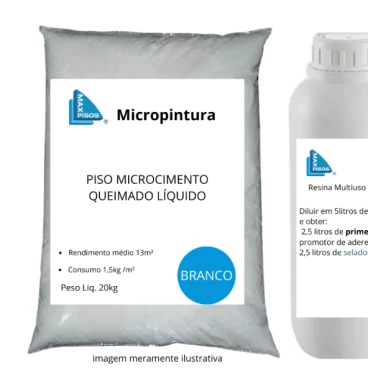 Imagem kit Micropintura Microcimento Queimado Líquido Piso Branco 20kg 