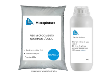 kit Micropintura Microcimento Queimado Líquido Piso Branco 20kg 